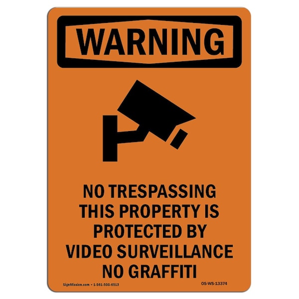 Safety Sign, OSHA WARNING, 5" Height, No Trespassing This, Portrait, 10PK